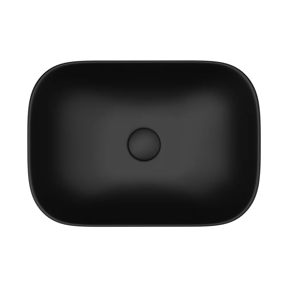 Arezzo 465 x 325mm Matt Black Curved Rectangular Counter Top Basin - Image 4