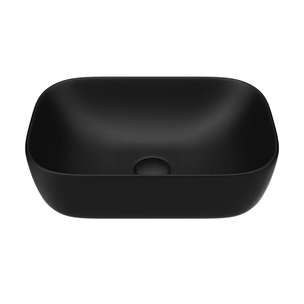 Arezzo 465 x 325mm Matt Black Curved Rectangular Counter Top Basin - Image 5