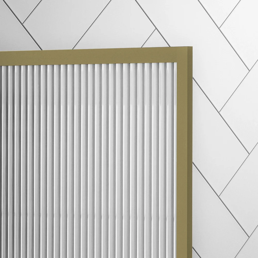 Arezzo Fluted Glass Brushed Brass Framed Urinal Partition - Image 2