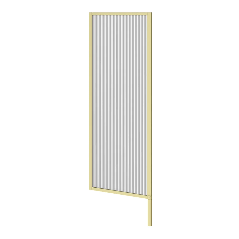 Arezzo Fluted Glass Brushed Brass Framed Urinal Partition - Image 3