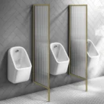 2 x Arezzo Fluted Glass Brushed Brass Framed Urinal Partitions