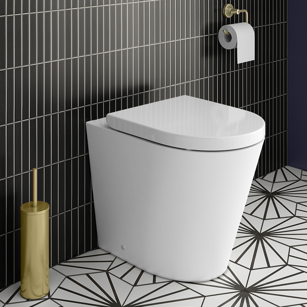 Arezzo BTW Toilet Pan with Soft Close Seat + Concealed Cistern (Matt Black Hinges & Flush Plate) - Image 2