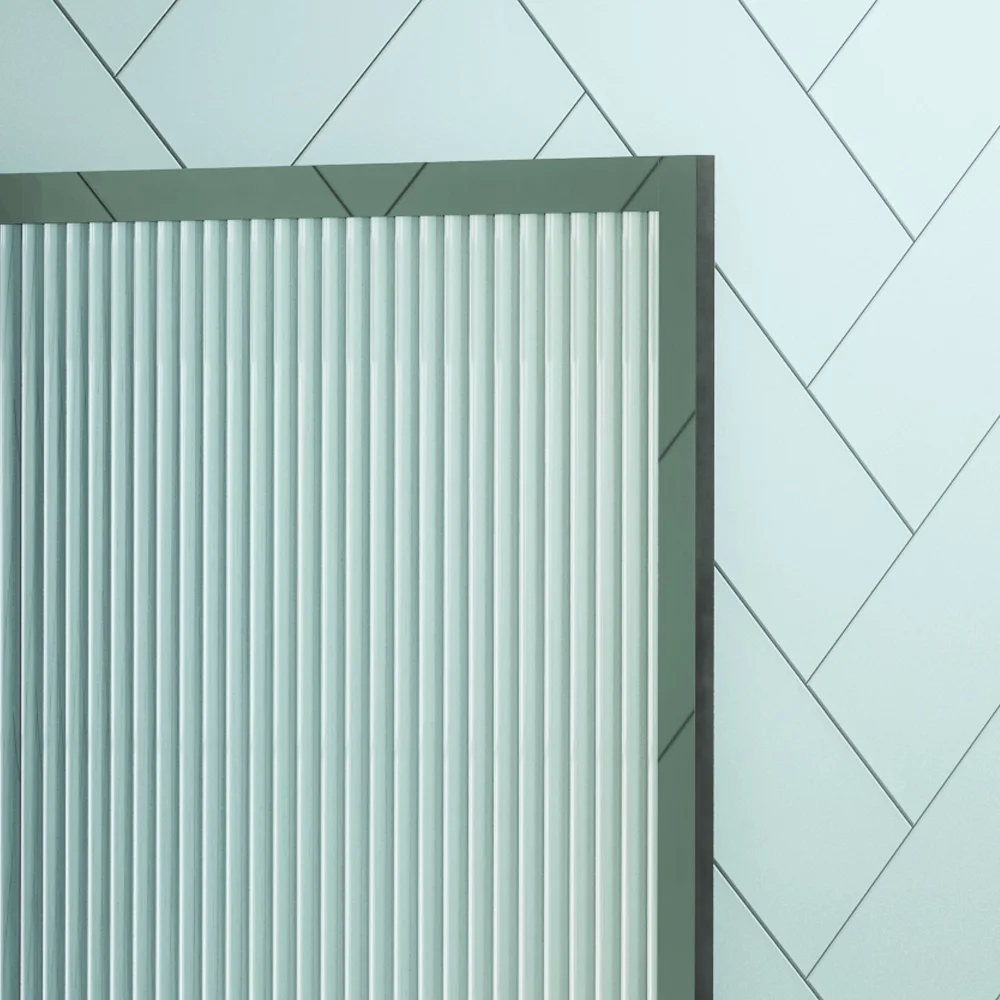 Arezzo Fluted Glass Matt Black Framed Urinal Partition - Image 3