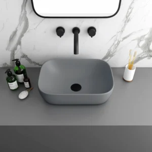 Arezzo 465 x 325mm Matt Grey Curved Rectangular Counter Top Basin