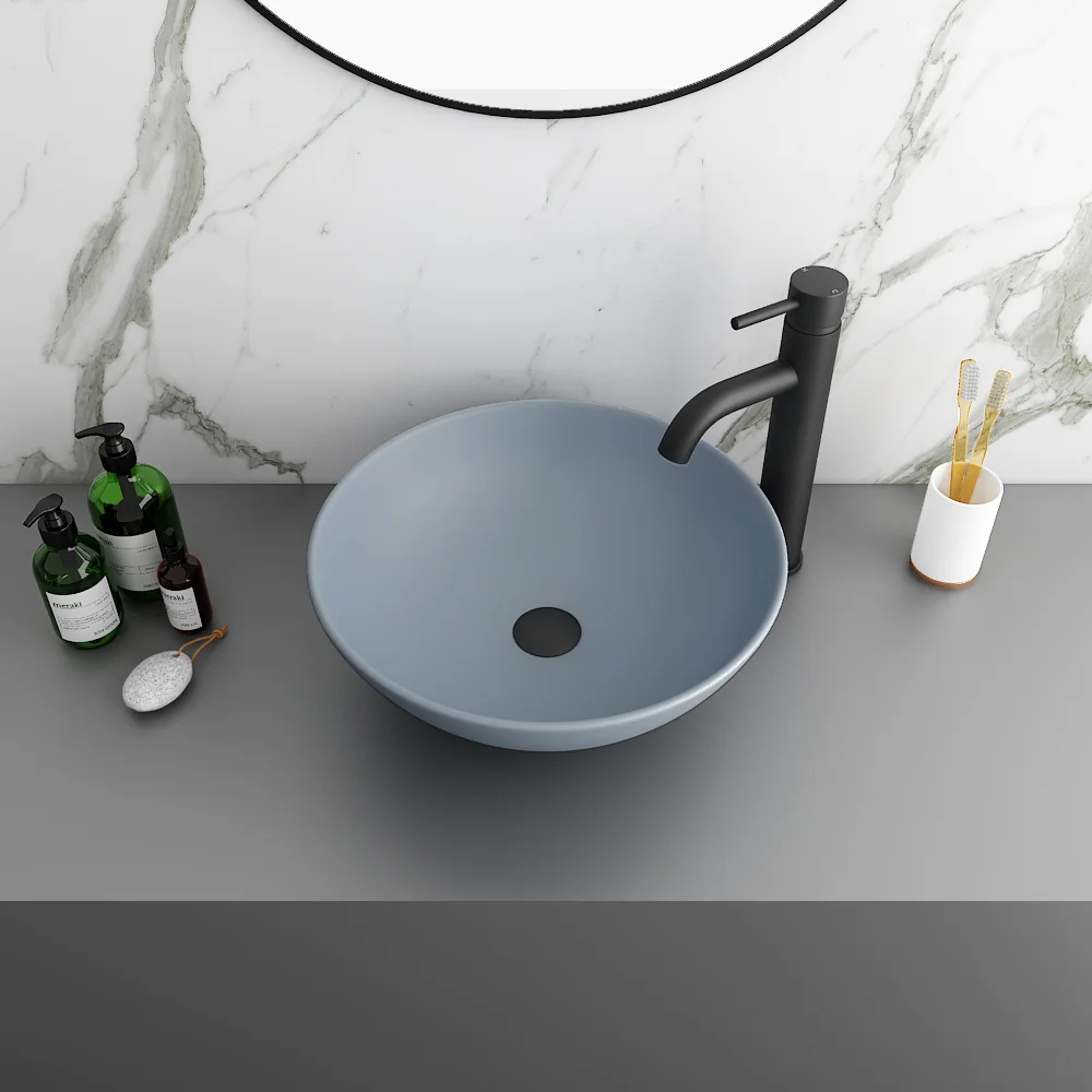 Arezzo 400mm Matt Grey Round Counter Top Basin