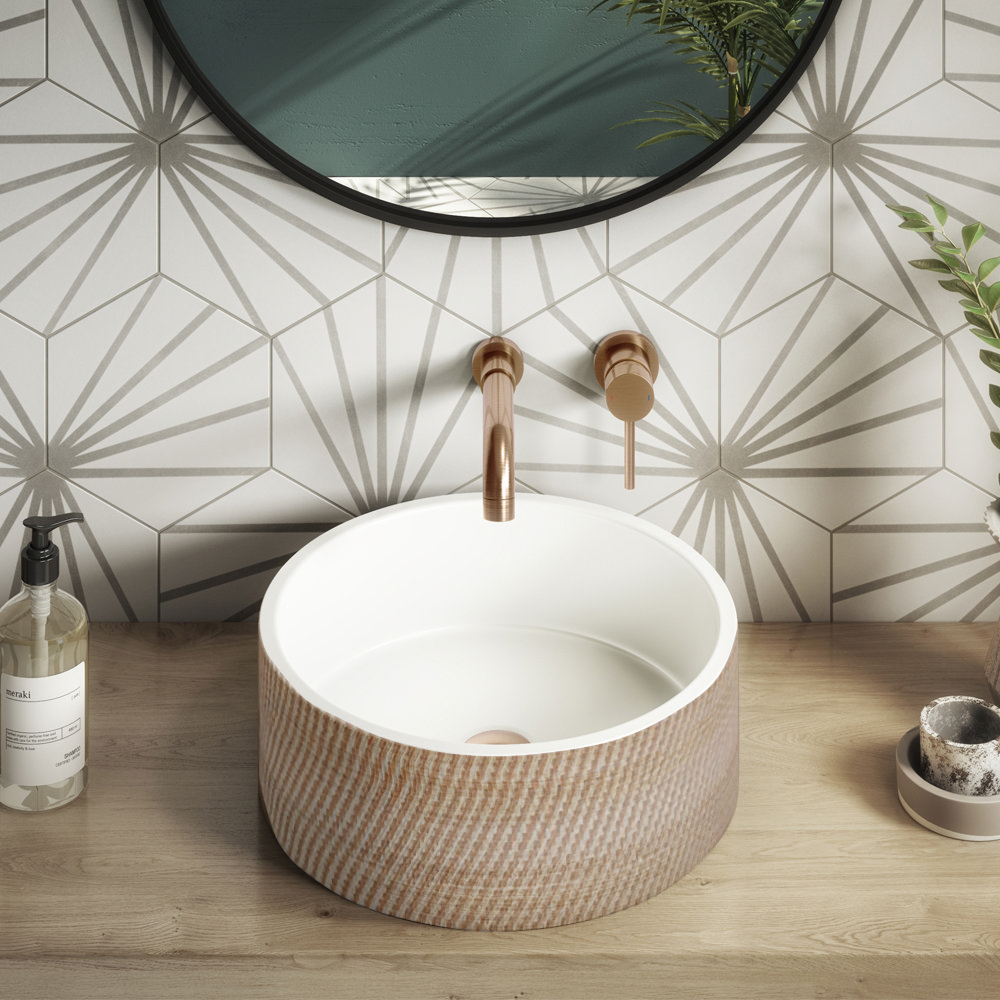 Arezzo Rustic Patterned Round Counter Top Basin - 410mm Diameter