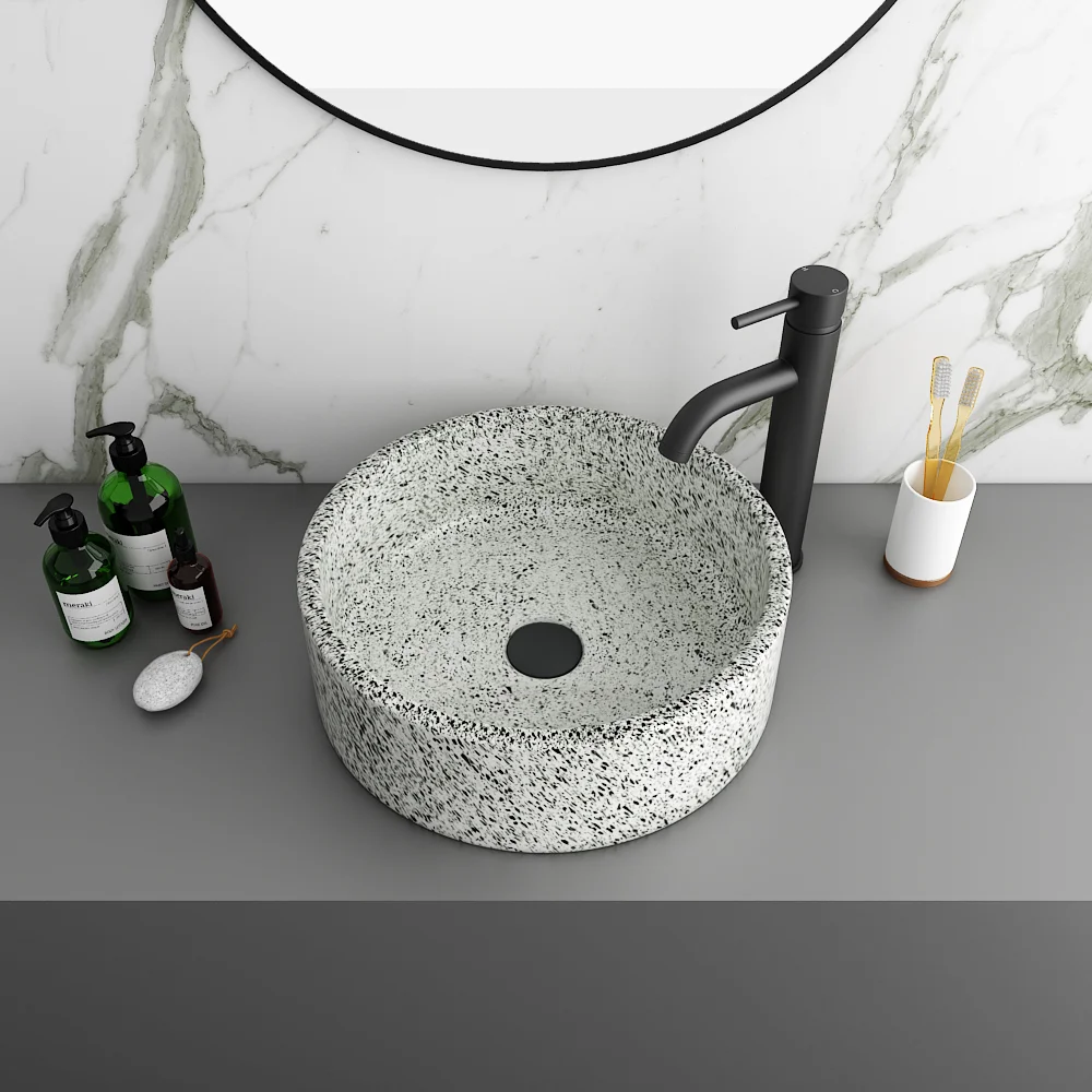 Arezzo Speckled Stone Effect Round Counter Top Basin - 410mm Diameter