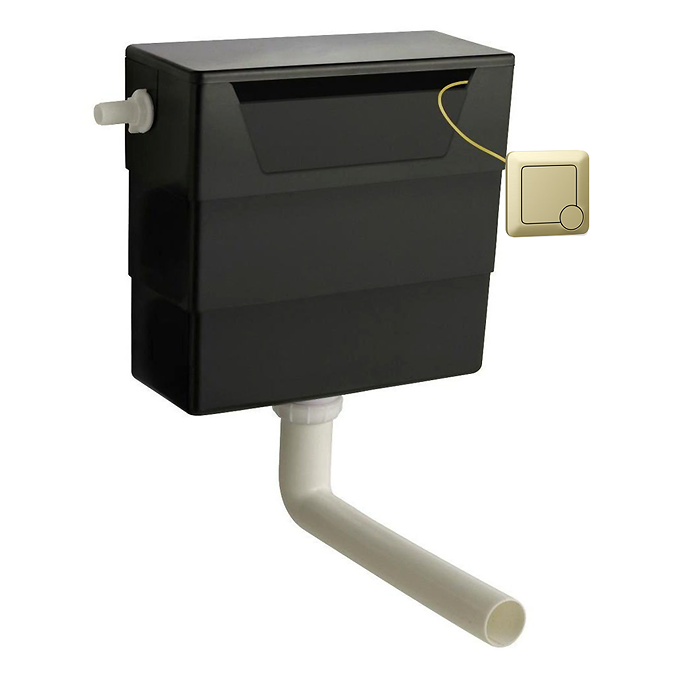Alchemy 500mm Matt Black WC Unit with Granite Lid & Back to Wall Toilet Set - Brushed Brass Flush - Image 9