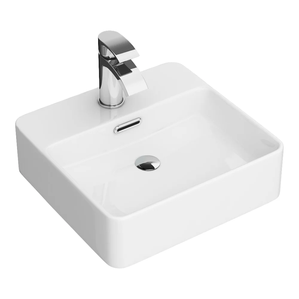 Arezzo 425 x 425mm Gloss White 1TH Rectangular Counter Top Basin