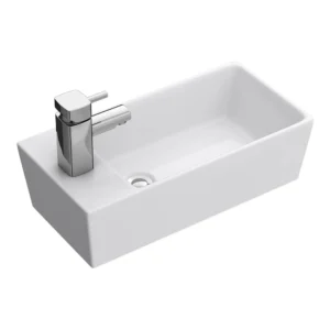 Nuie Compact Rectangular Counter Top Ceramic Basin