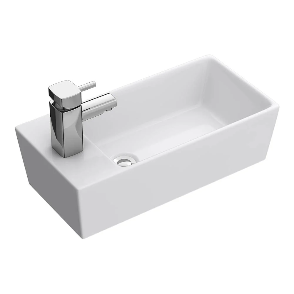 Nuie Compact Rectangular Counter Top Ceramic Basin