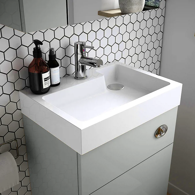 Brooklyn 500mm Grey Mist 2-In-1 Combined Wash Basin & Toilet - Image 3