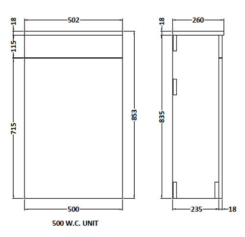 Brooklyn WC Unit with Concealed Cistern - Natural Oak (500mm) - Image 5