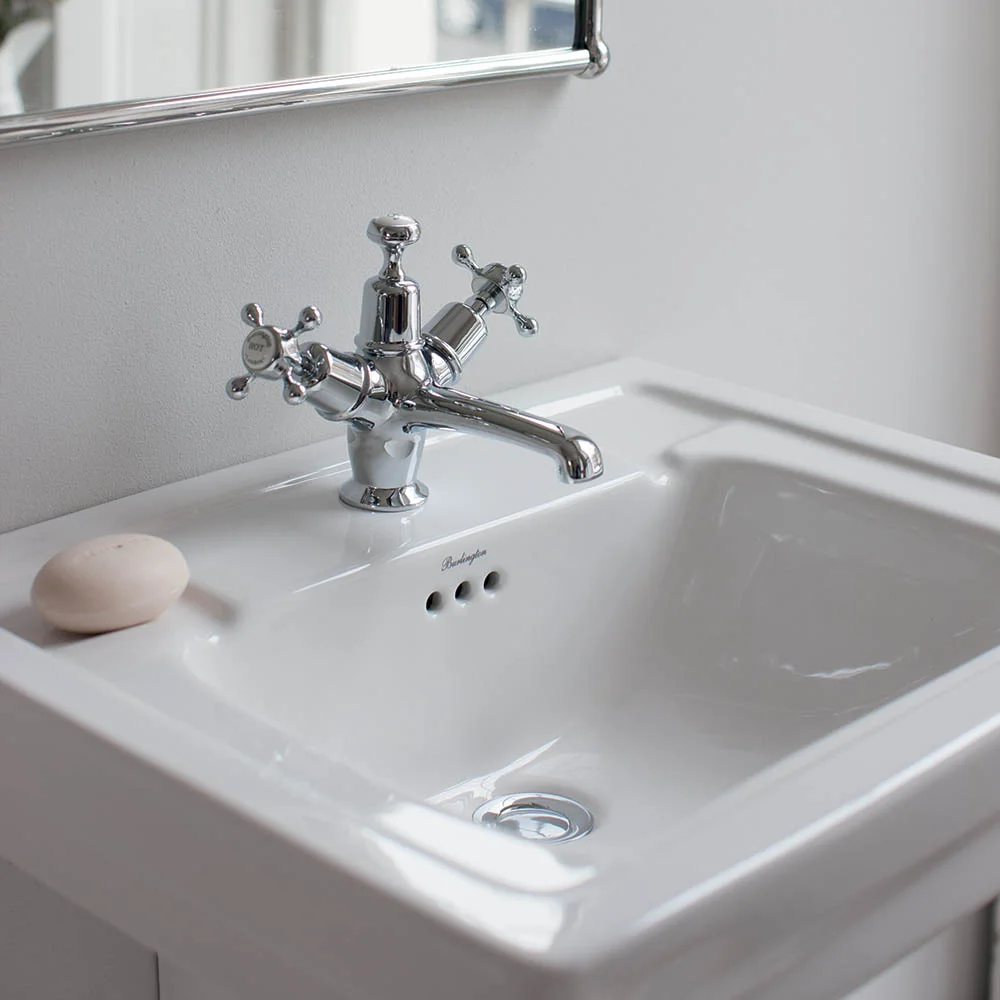Burlington Contemporary Medium Basin and Semi Pedestal 1 Tap Hole Option - Image 3