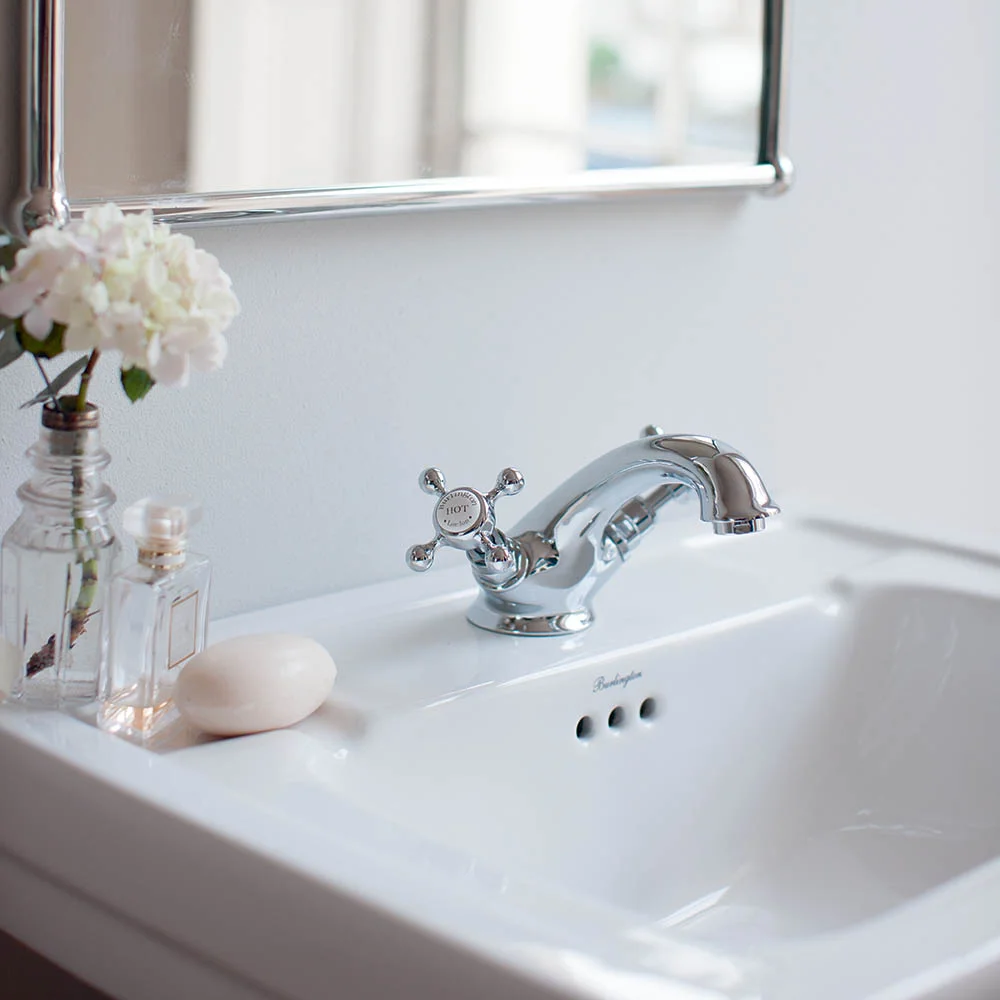 Burlington Contemporary Medium Basin and Semi Pedestal 1 Tap Hole Option - Image 2