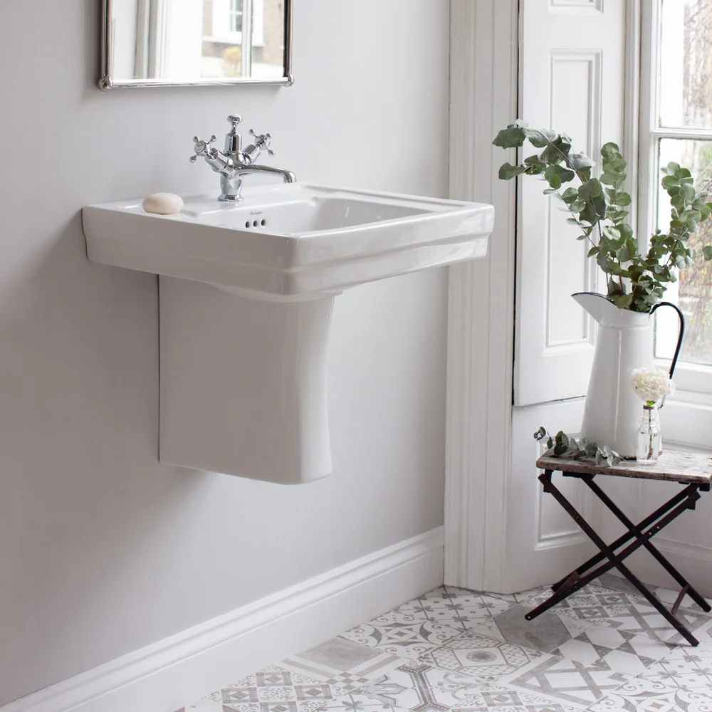 Burlington Contemporary Medium Basin and Semi Pedestal 1 Tap Hole Option - Image 4