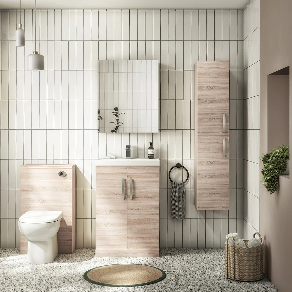 Brooklyn WC Unit with Concealed Cistern - Natural Oak (500mm) - Image 4