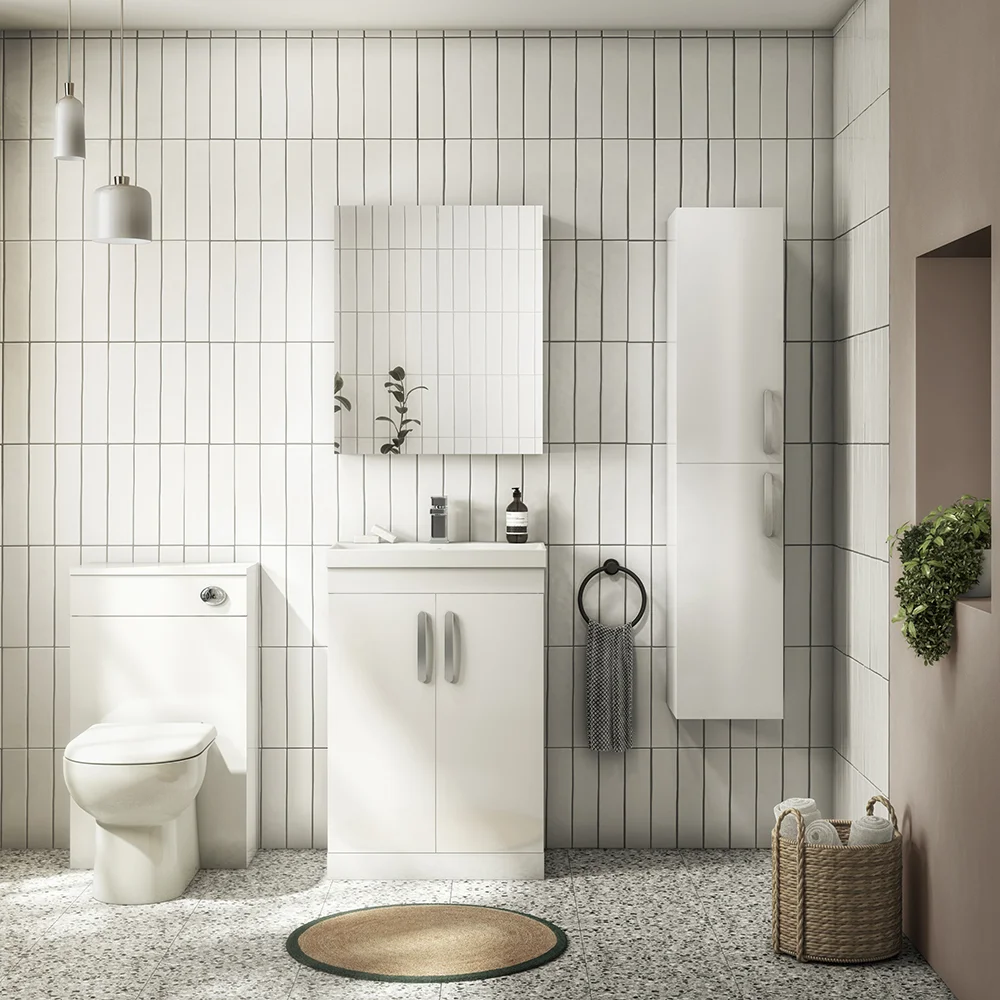 Brooklyn WC Unit with Concealed Cistern - White Gloss (500mm) - Image 5