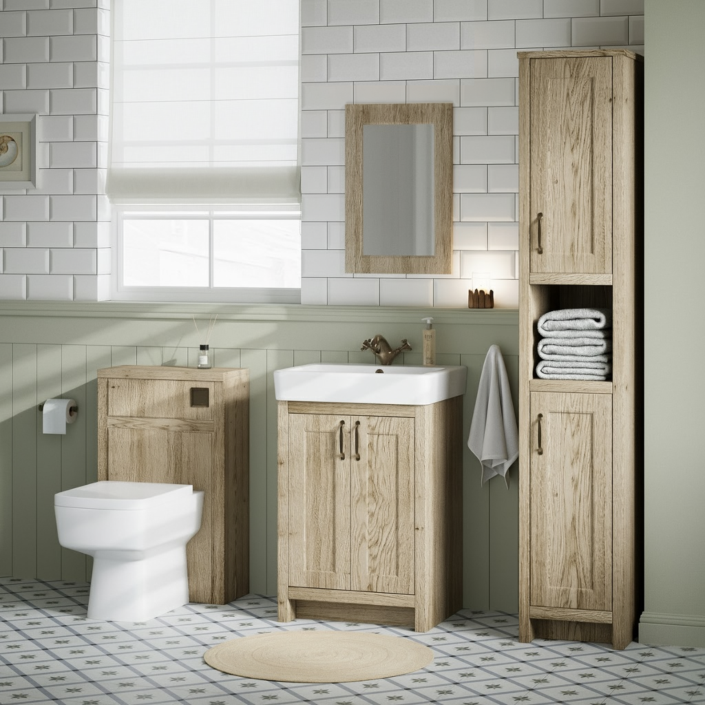 Chatsworth 500mm Traditional Natural Oak Toilet Unit Only - Image 3
