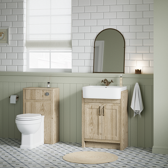 Chatsworth Traditional 500mm Natural Oak Toilet Unit with Pan (Excludes Seat & Cistern) - Image 2