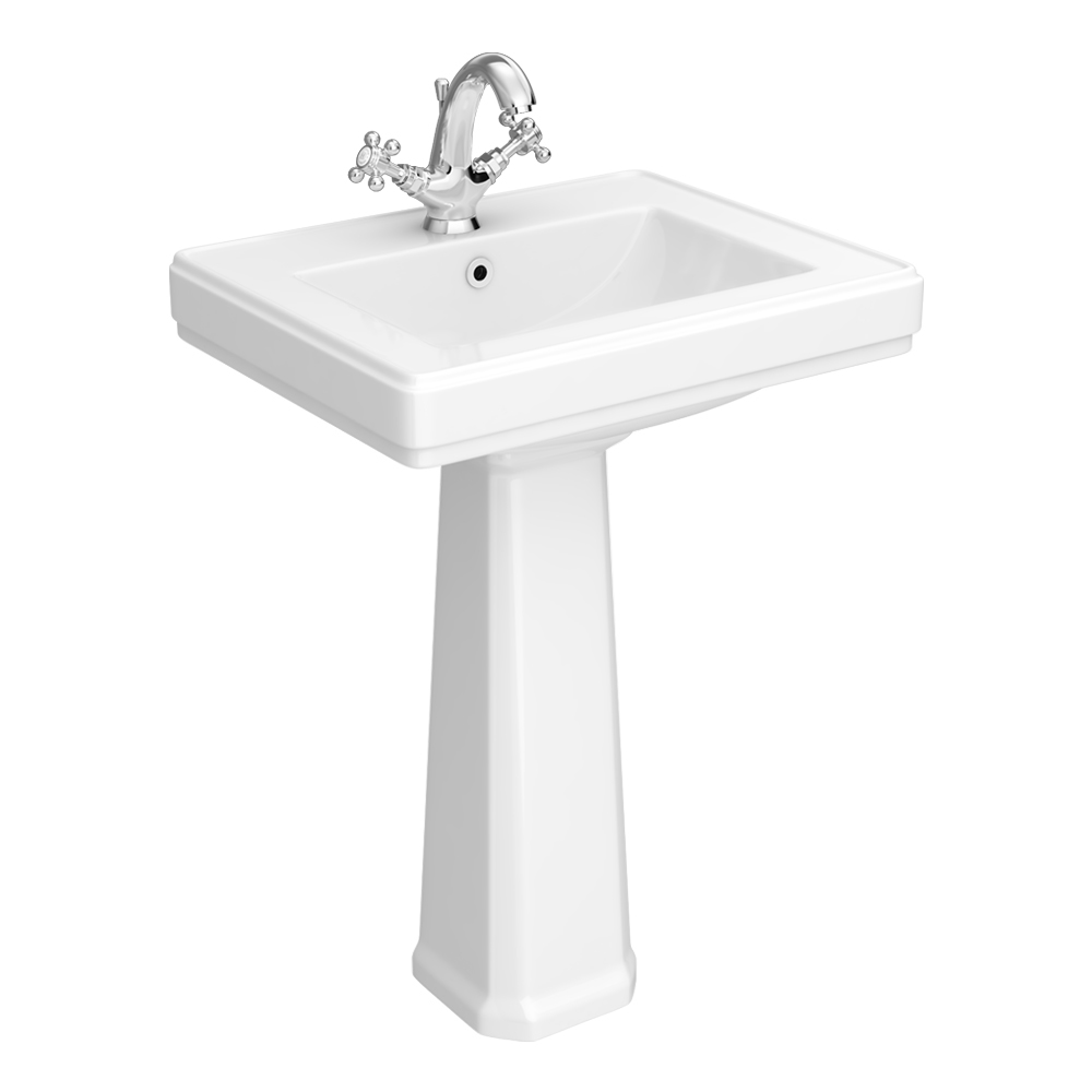 Chatsworth 580mm Square Basin with Full Pedestal (1 Tap Hole)
