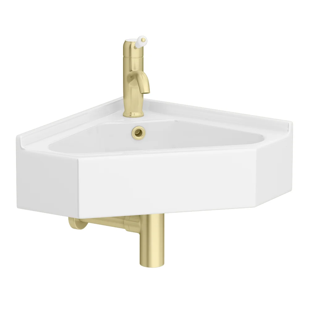 Chatsworth Traditional Corner Cloakroom Basin 1TH - Gloss White - Image 2