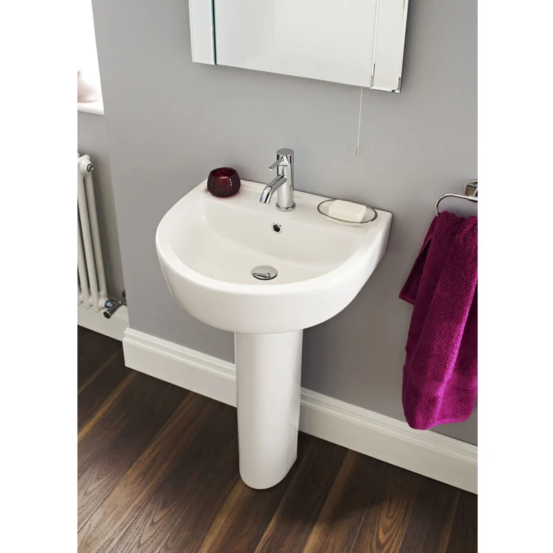 Ultra Orb 1 Tap Hole Basin and Pedestal Set - Image 2