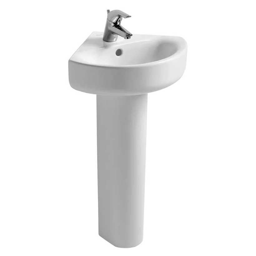 Ideal Standard Connect Arc 45cm 1TH Corner Handrinse Basin + Pedestal