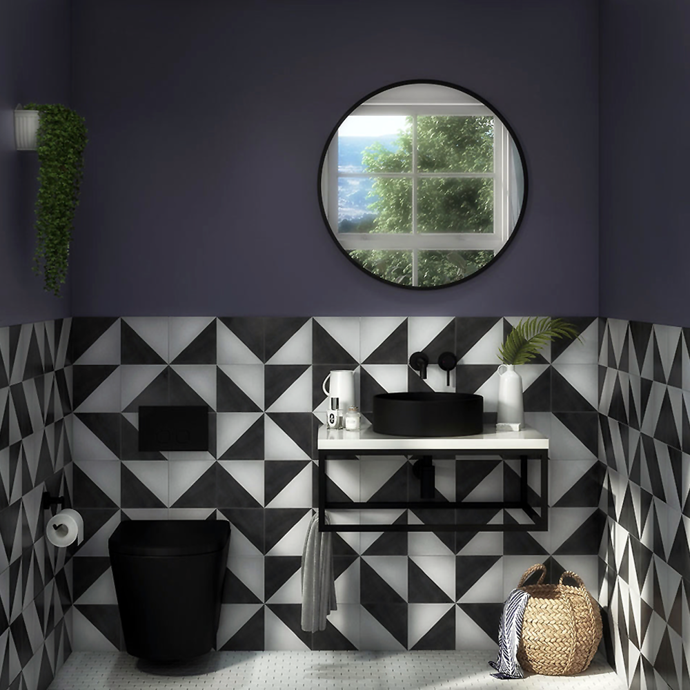 Arezzo Matt Black Round Countertop Basin - 300mm Diameter - Image 5