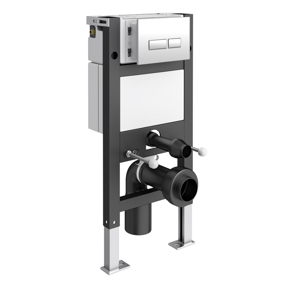 Compact Dual Flush Concealed WC Cistern with Wall Hung Frame & Rimless Toilet - Image 3