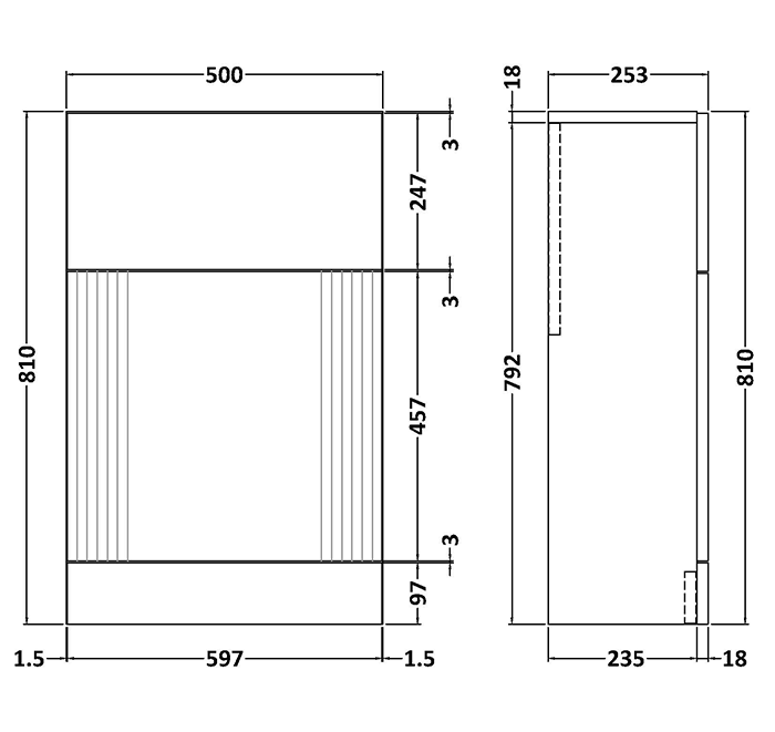 Roxbury Deco Fluted 500mm Anthracite Grey WC Unit - Image 4