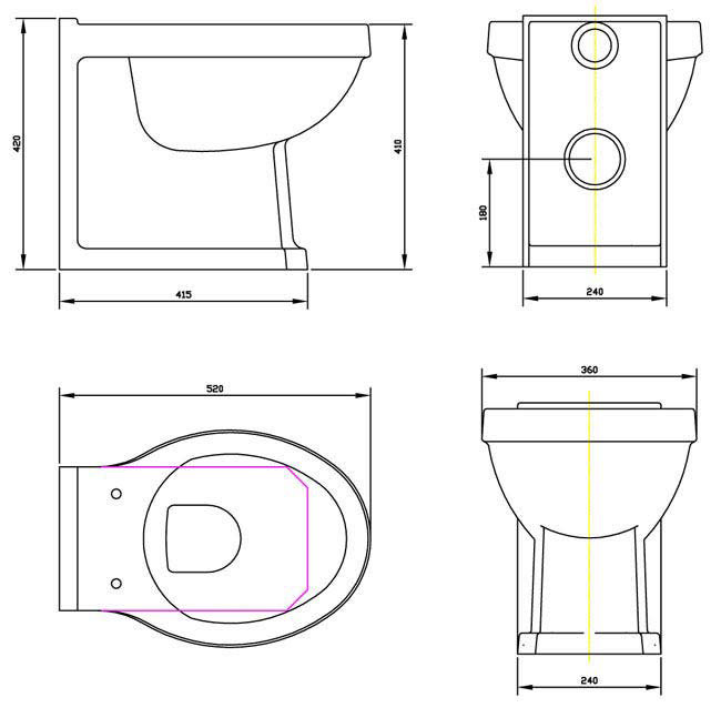 Chatsworth Traditional 500mm Green Toilet Unit + Pan - Image 3