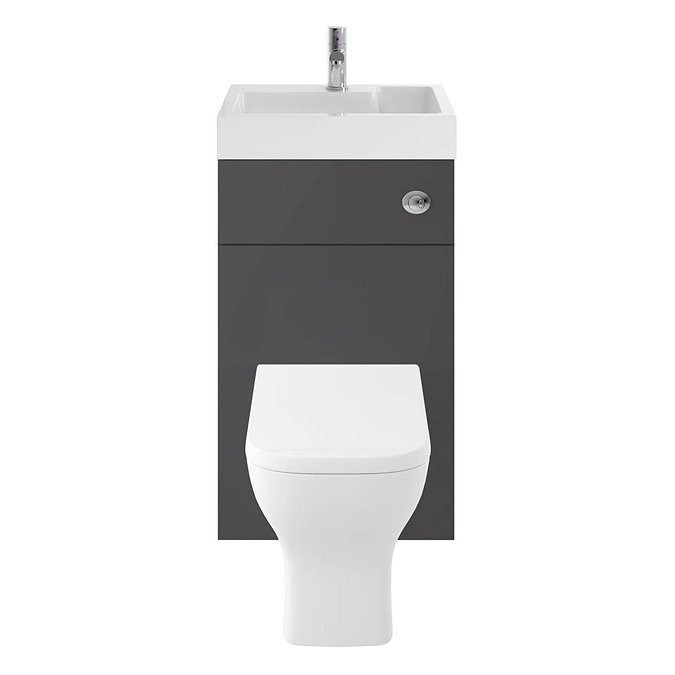 Brooklyn 500mm Gloss Grey 2-In-1 Combined Wash Basin & Toilet - Image 4