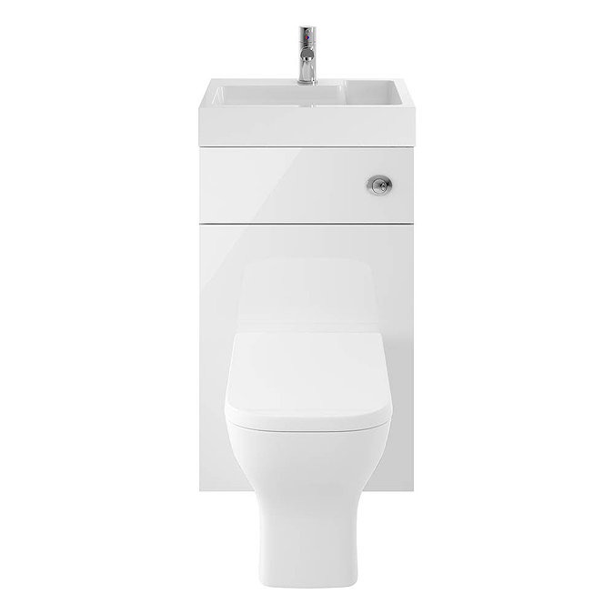 Brooklyn 500mm White Gloss 2-In-1 Combined Wash Basin & Toilet - Image 4