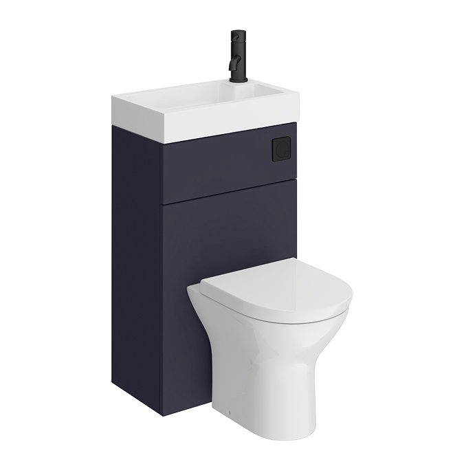 Arezzo Matt Blue 2-In-1 Wash Basin & Toilet (500mm Wide x 300mm) incl. Black Flush - Image 5