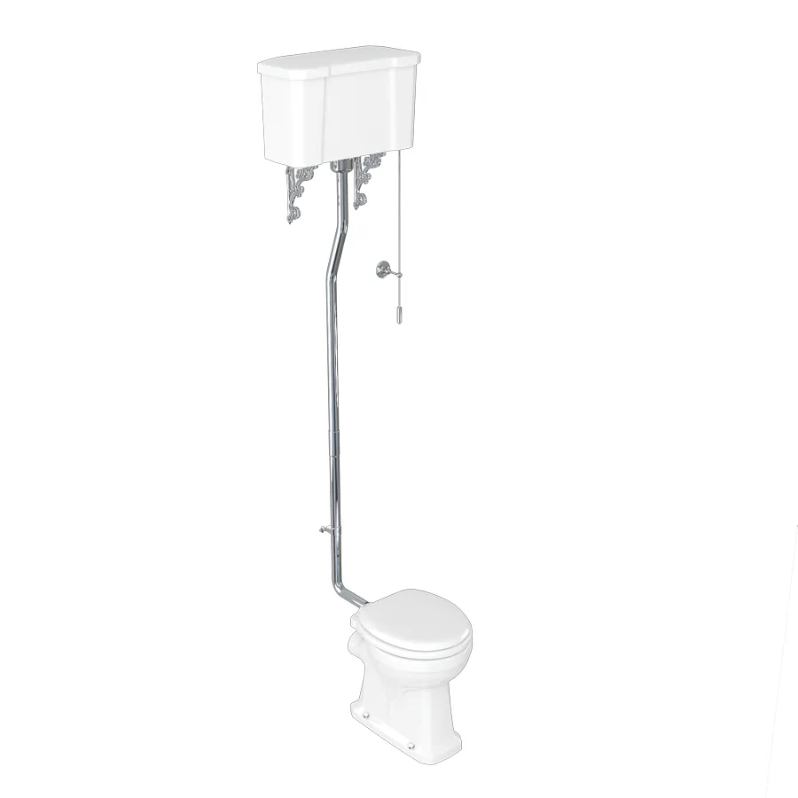 Burlington High Level Toilet - White Ceramic Dual Flush Cistern
