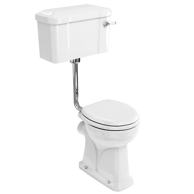 Burlington Regal Low Level WC - 51cm White Ceramic Cistern - Ceramic Lever Flush
