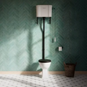 Trafalgar High Level Toilet (Matt Black) Excludes Seat
