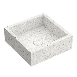Arezzo Stone White Terrazzo Square Counter Top Basin (300 x 300mm) with Waste