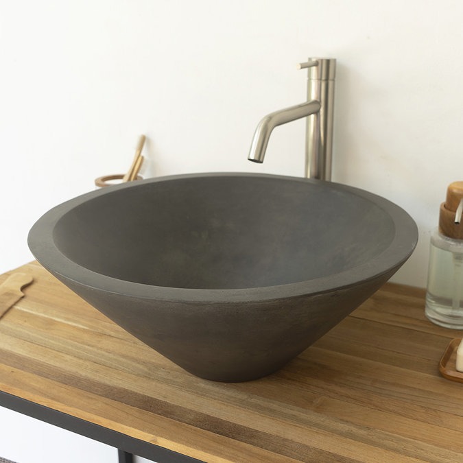 Arezzo Stone Dusk Grey Conical Counter Top Basin - 405mm Diameter