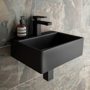 Arezzo 385mm Matt Black Ceramic Basin - Wall Hung or Countertop