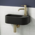 Arezzo 400 x 215mm Curved Wall Hung Cloakroom Basin - Matt Black