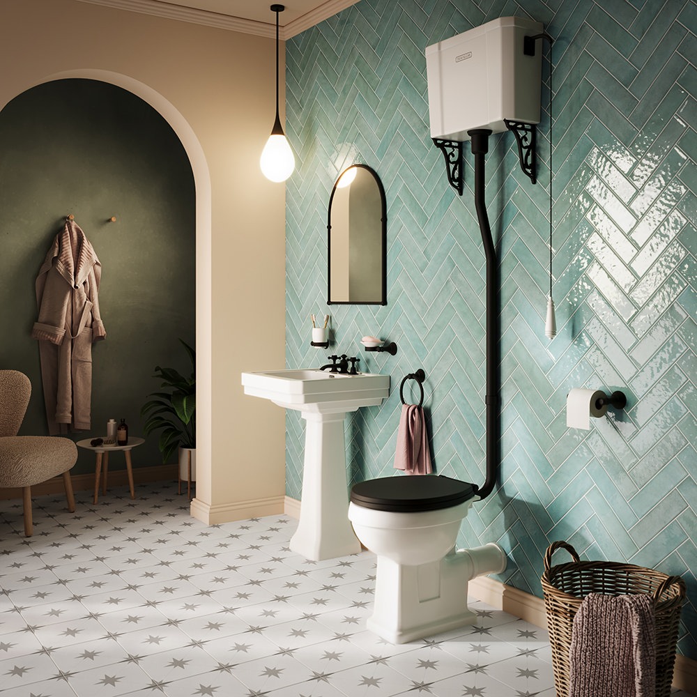 Trafalgar High Level Toilet (Matt Black) Excludes Seat - Image 6
