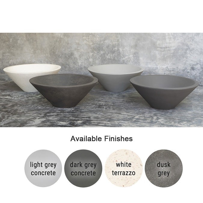 Arezzo Stone Dusk Grey Conical Counter Top Basin - 405mm Diameter - Image 2