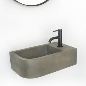 Arezzo Stone Wall Hung Natural Concrete Curved Cloakroom Basin (440 x 250mm)