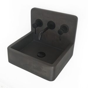 Arezzo Stone Wall Hung Dusk Grey Basin with Up-Stand (400 x 350mm) 3 Tap Hole