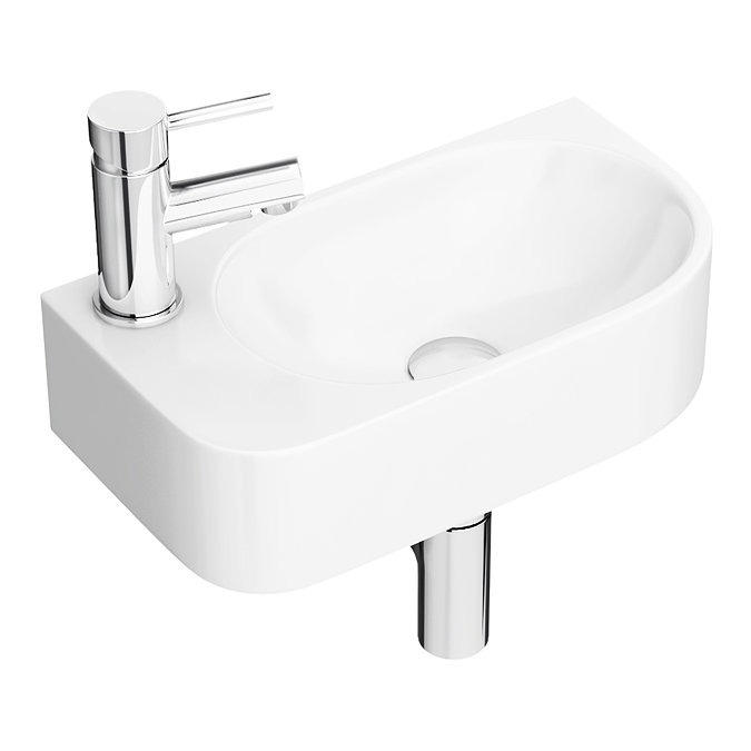Arezzo 400 x 220mm Curved Wall Hung 1TH Cloakroom Basin - Image 2