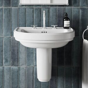 Burlington Riviera 650mm D-Shape Basin + Semi Pedestal
