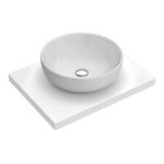 600 x 450mm White Shelf with Sol Round Basin