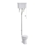 Burlington Standard High Level WC with Dual Flush Ceramic Cistern - Brushed Nickel